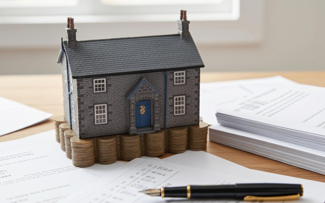 Model house on coins and bills - house repairs