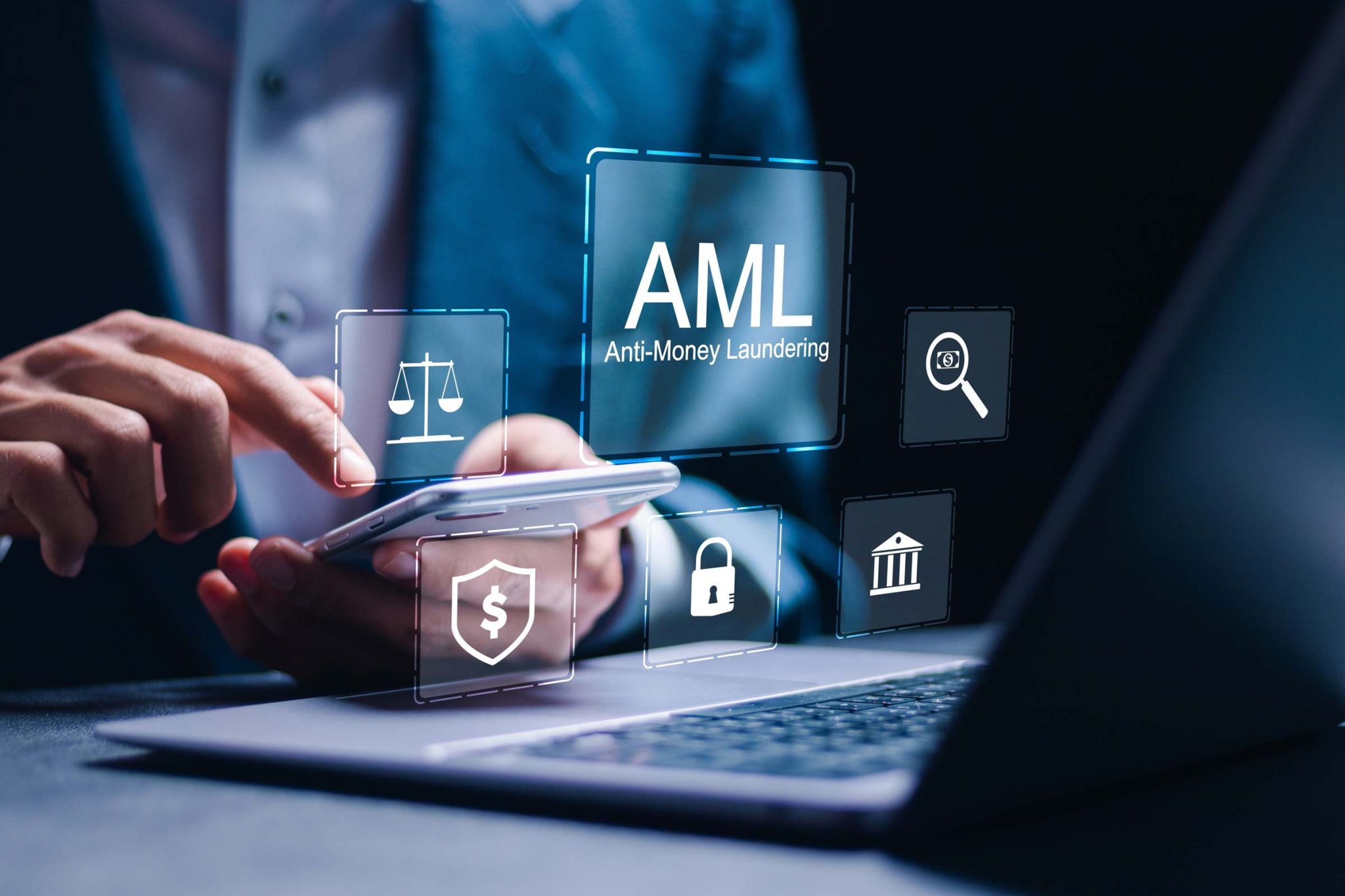 Man looking at data - Anti-Money Laundering